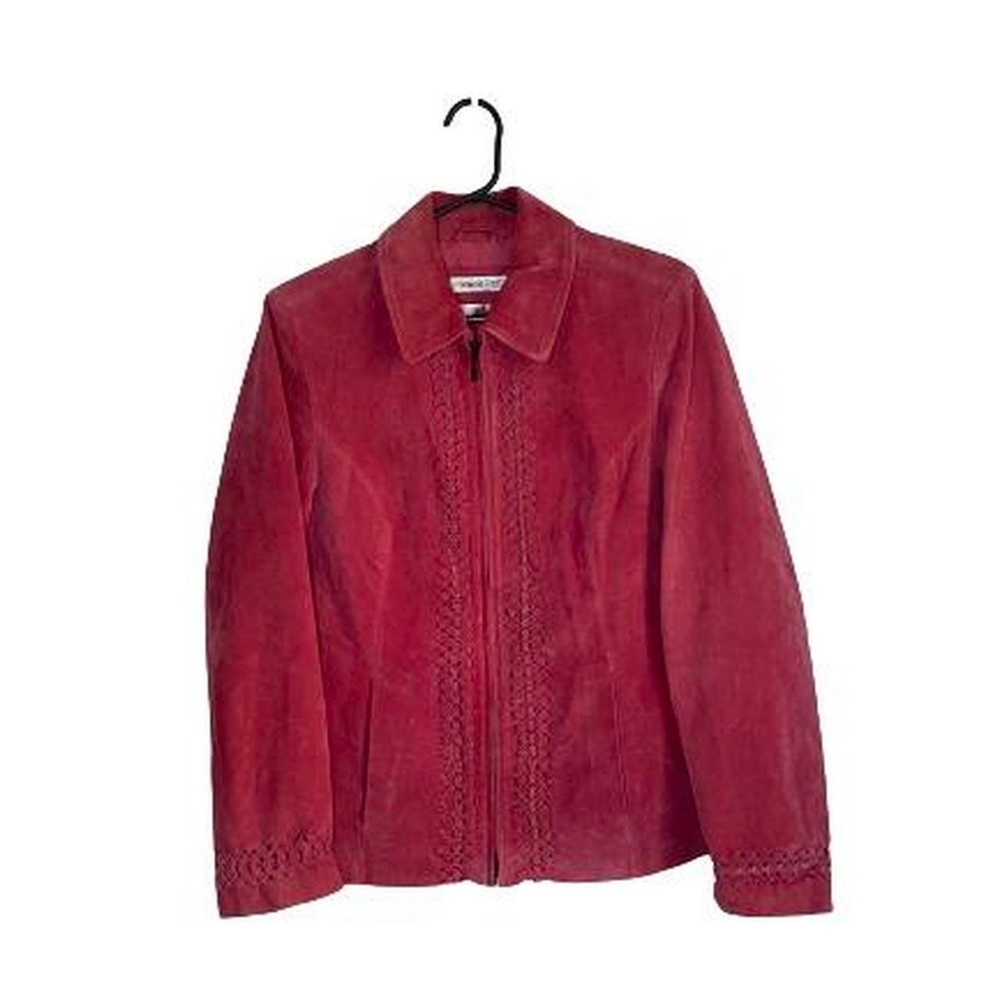 Vintage Cold water creek braided detail pink mauve leather jacket size M